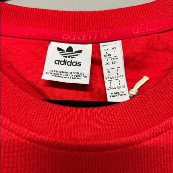 ✨Adidas Women's ESS CREW FL Red Sweatshirt Size L - Picture 5 of 11